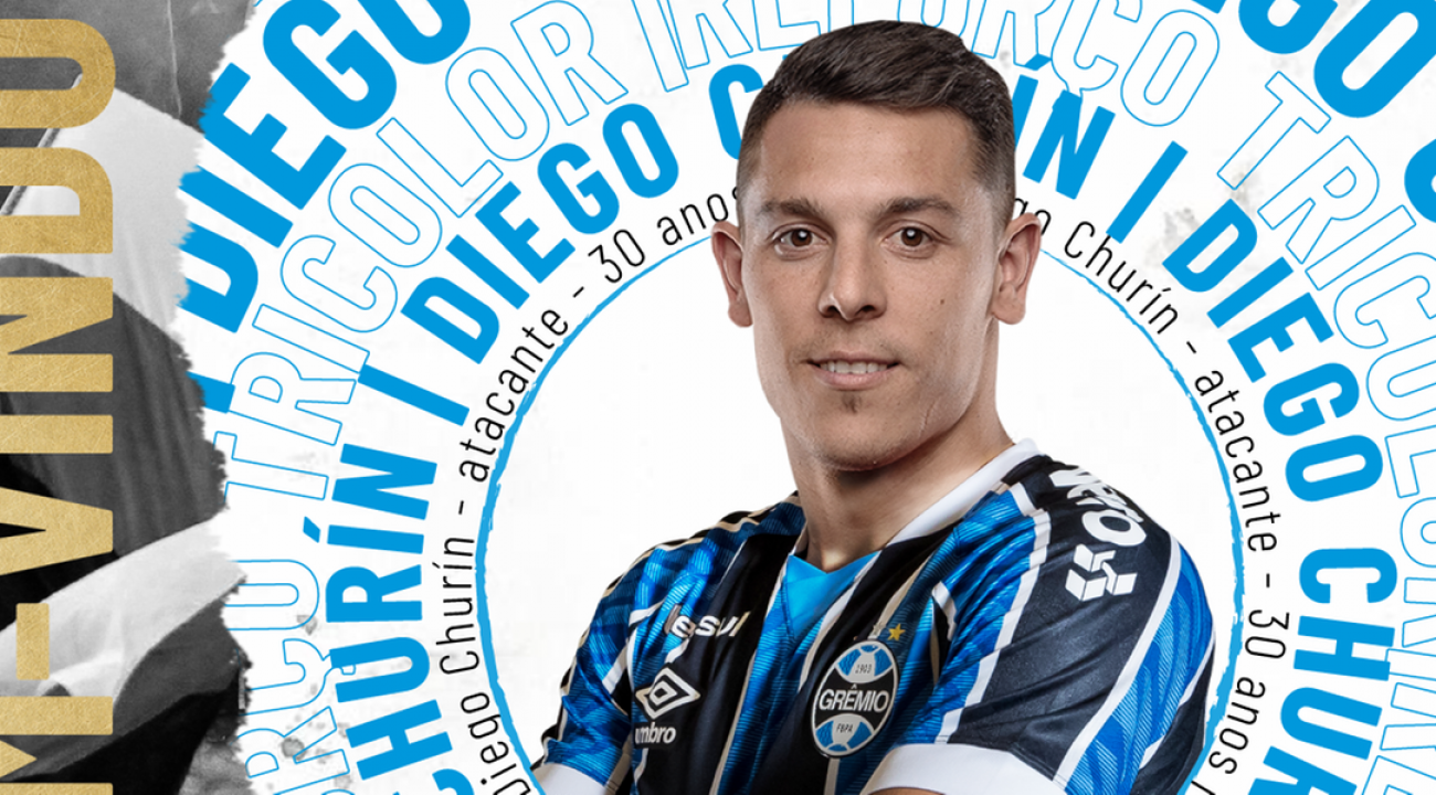 Grêmio anuncia oficialmente a contratação do centroavante Diego Churín
