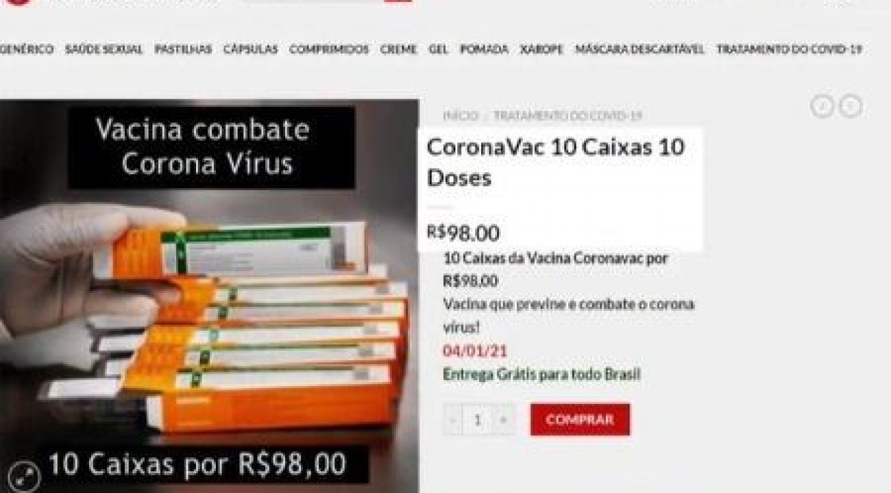 Procon de SC alerta consumidores sobre falsa venda de vacinas contra Covid-19 pela internet.