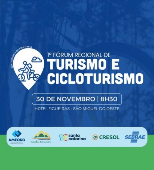 Fórum regional de turismo e cicloturismo será realizado em São Miguel do Oeste.