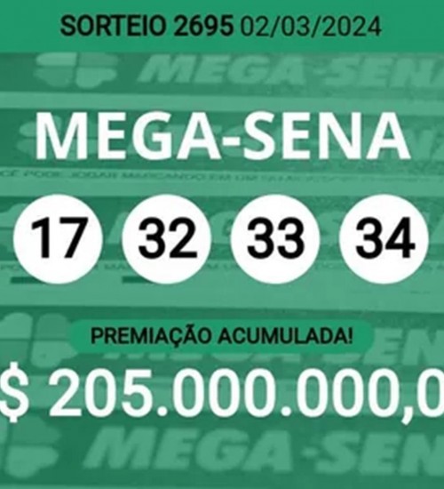 Prêmio da Mega Sena acumula e próximo sorteio pode pagar R$ 205 milhões.