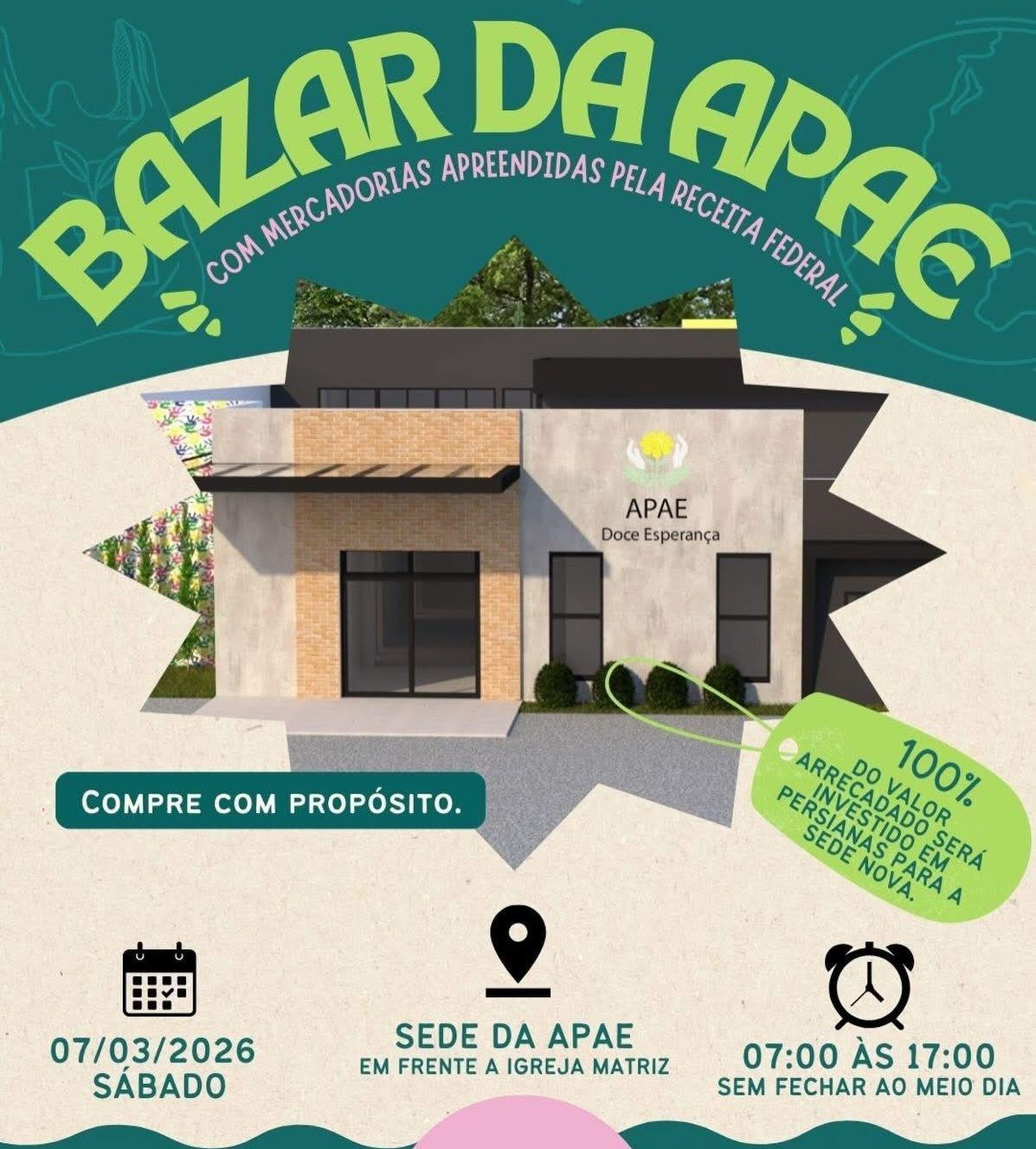 APAE de Tunápolis e Santa Helena realiza bazar beneficente com produtos repassados pela Receita Federal